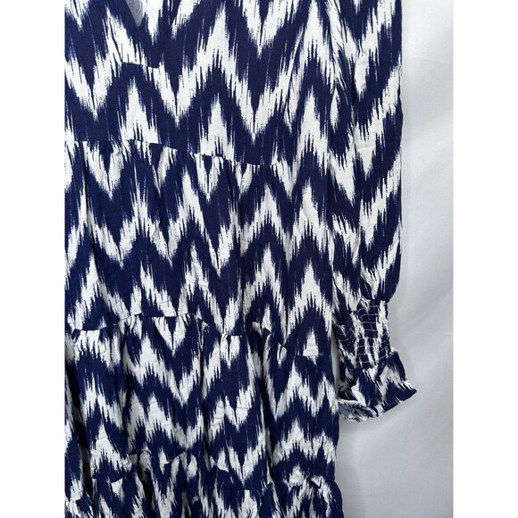 Tuckernuck Dress XS Blue Kenzo V-Neck Long Sleeve Ikat boho - Picture 7 of 10